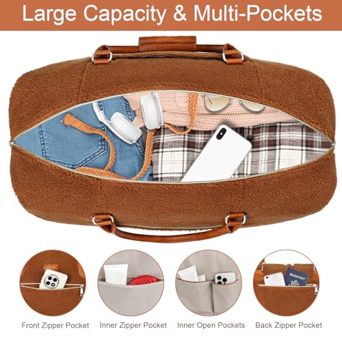 Weekender Bag for Women 21.5" Travel Duffel Large Carry On Bag 3PCS (3 Count)