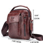Men's Genuine Leather Shoulder Bag Small Men Messenger Pack Handbag Sling Crossbody Bag Man Purse for Business Work Everyday Outdoor Travel Deep Brown