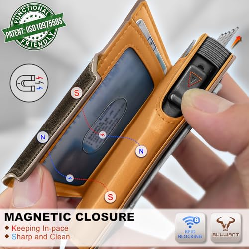 Men Slim Leather Wallet Metal Case Money Clip