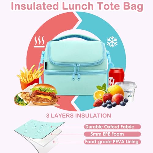 Double Decker Cooler Insulated Lunch Bag Large Tote for Boys