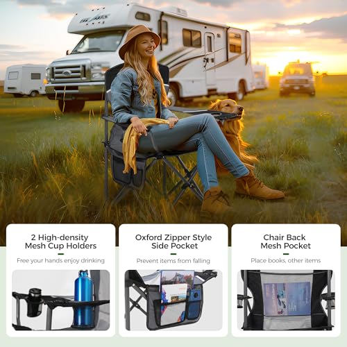 Heavy Duty 400lbs Mesh Back Camping Chairs with Lumbar Support