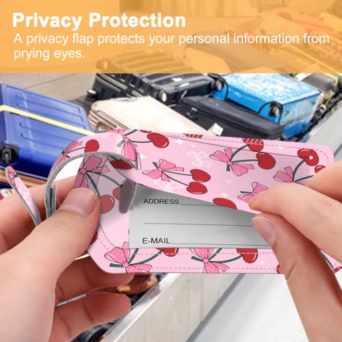 2 Pack Luggage Tags Leather Name ID Labels with Privacy Cover (2 Count)