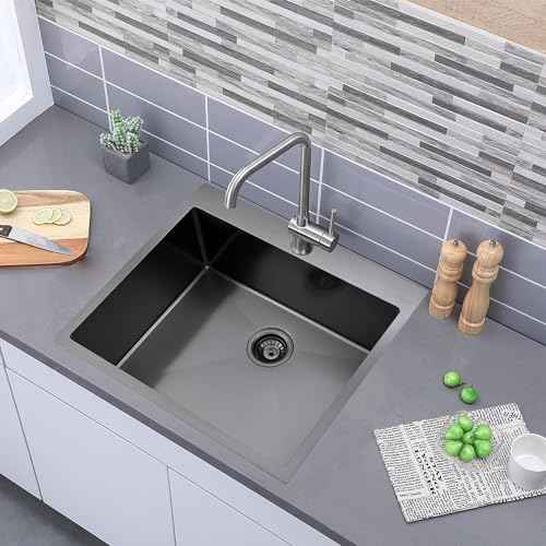 25 x 22 Inch Drop In Black Kitchen Sink