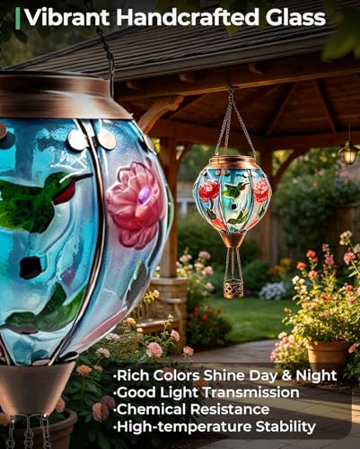 Hummingbird Hot Air Balloon Solar Lantern Hanging Solar Light