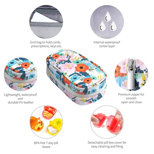 Weekly Travel Pill Organizer 2 Times a Day AM PM Rainbow Pill Box