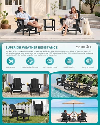 HDPE Folding Adjustable Adirondack Chair with Footrest