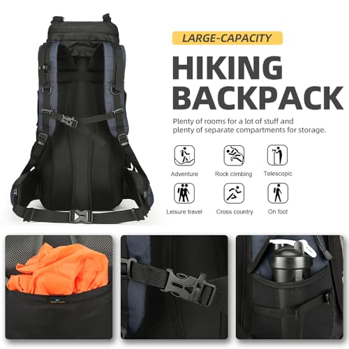 60L Hiking Backpack for Men and Women Lightweight Camping Hiking Backpack with Rain Cover Large Waterproof Travel Backpack Backpacking Pack