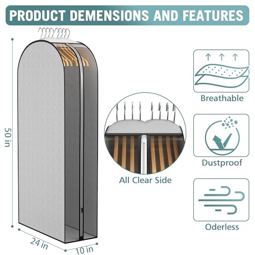 10" Gusseted Garment Bags for Hanging Clothes (3 Count)