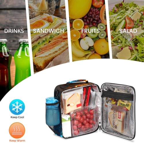 Dragon Fire Water Kids Lunch Box for Girls Boys Reusable Insulated Lunch Bag for Kids Toddler Thermal Cooler Spacious Lunchbox with Shoulder Strap Lunchbag for School Work Picnic (print 10)