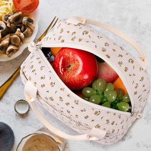 Lunch Bag for Women Men Cute Corduroy Lunch Tote Bags Reusable Insulated Lunch Box Large Capacity Reusable Insulated Cooler for Work Picnic or Travel