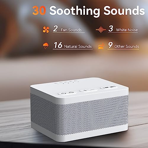Sound Machine White Noise Machine with 30 Soothing Sounds 32 Levels Volume 5 Timers and Memory Function Effectively Blocks Noise Ideal Sleep Machine for Baby Kids Adults…