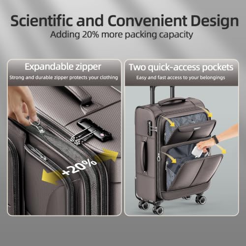Luggage Sets 3 Piece Softside Expandable Durable Suitcase Sets (3 count)