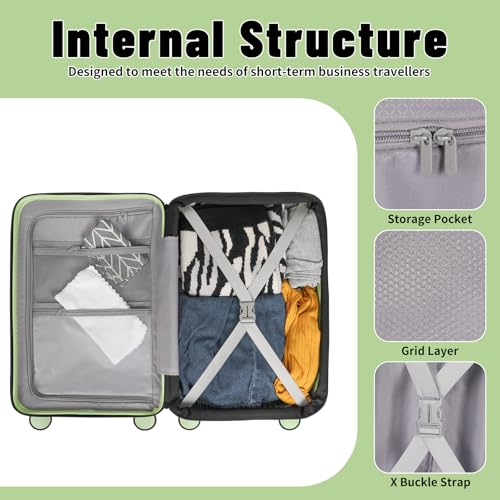22×14×9 Airline Approved Carry On Luggage with Front Open Pocket