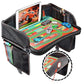 2-in-1 Kids Toddler Travel Tray & Back Seat Organizer — Foldable Waterproof Car Tray with Tablet Holder, Cup Holder, Storage Pockets for Road Trips & Airplane (Premium Black)