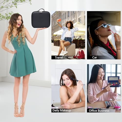 Travel Makeup Bag with LED Mirror with 3 Lighted Settings
