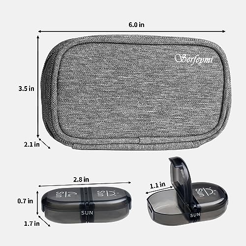 Weekly Travel Pill Organizer 2 Times a Day AM PM Black Pill Box