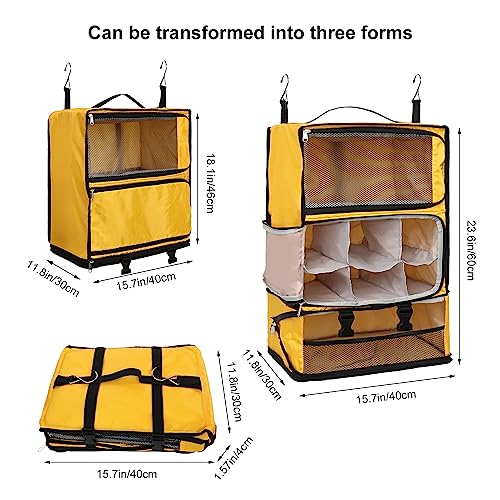 Travel Portable Hanging Shelves Closet Organizer Packing Luggage Storage with Multifunctional and Foldable Invisible Compartment