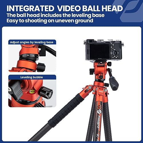 64" Video Camera Tripod with Fluid Head for Smooth Panning