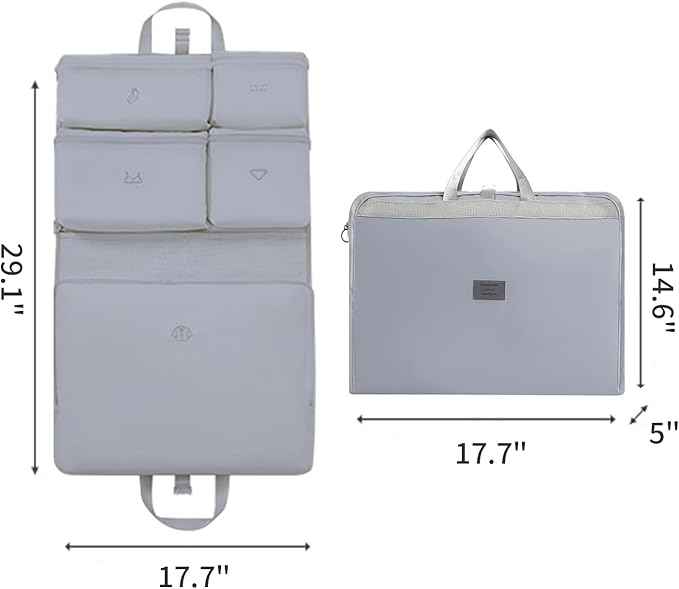 7-in-1 Travel Storage Bag, Foldable Hanging Packing Cube with Compartments for Clothes, Gray