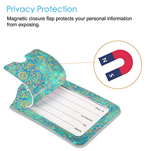 Luggage Tags Privacy Cover ID Label for Travel Bag Suitcase (2 Count)