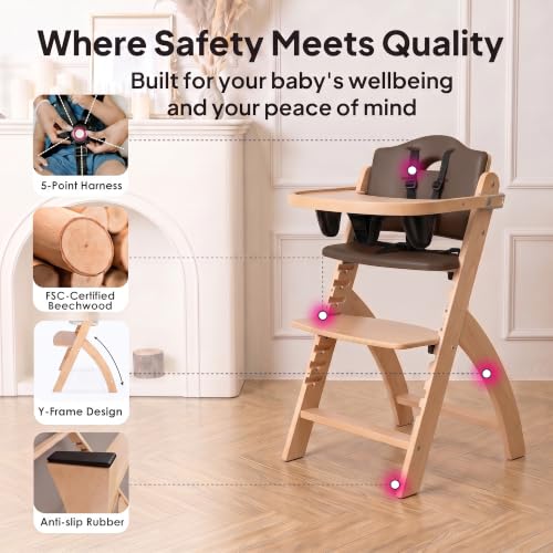 Beyond Junior Convertible Wooden High Chair with Removable Tray