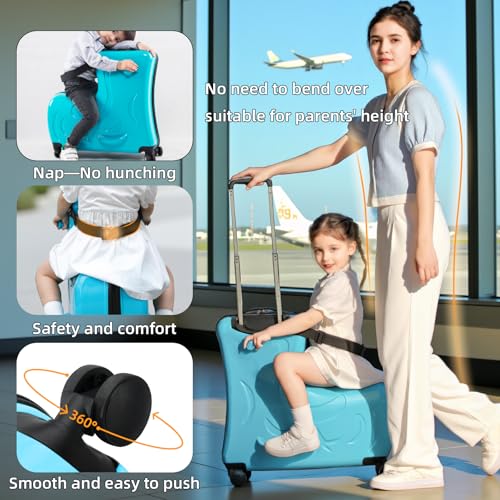 Toddler Luggage Ride On Suitcase for Kids with 4 Spinner wheels