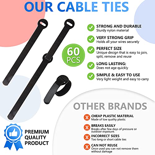 60x Cable Management Ties (60 Count)