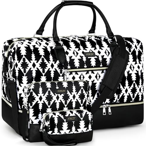 Weekender Bag for Women 21.5" Travel Duffel Large Carry On Bag 3PCS (3 Count)