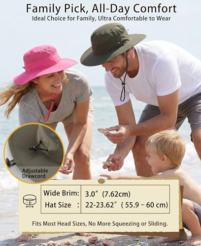 UPF50+ Mens Sun Hat Wide Brim Fishing Hat for Men Sun Protection Hat Light Weight Bucket Hat for Garden Hiking Camping Safari Army Green