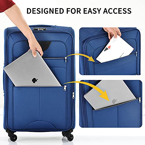 Softside Luggage Set Softshell Lightweight 3 Piece Spinner Suitcase (3 Count)