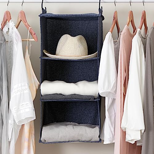 Hanging Cotton Blend Closet Organizer with 3 Storage Shelves