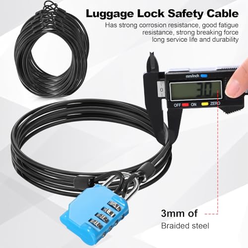 12 Pack Security Cable Luggage Lock with Loops 7 ft 3mm Braided Steel Coated Bike Cable Wire Double Loop Anti Theft Safety for U Lock (12 Count)