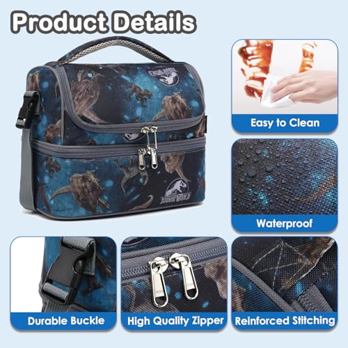 Double Decker Cooler Insulated Lunch Bag Large Tote for Boys