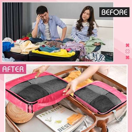 5 Pcs Packing Cubes for Suitcase Large Travel Cubes Carry on Luggage Organizer Bags for Clothes Accessories (5 Count)