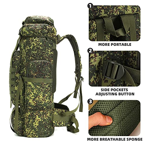 70L Camping Hiking Military Tactical Backpack Outdoor Water Repellent Adjustable Sport Bag