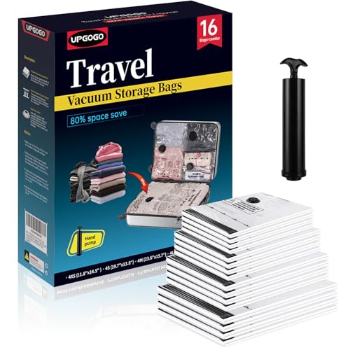 Travel Vacuum Bags for Luggage with Hand Pump (16 Count)