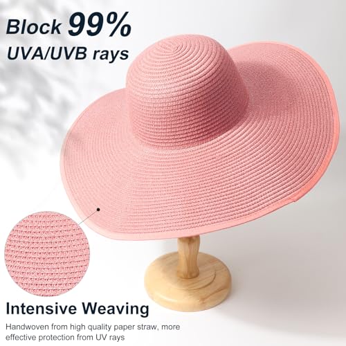 Sun Hats for Women Wide Brim Summer Hat Large Floppy Sun Straw Hat Foldable Packable Beach Hats UPF 50+