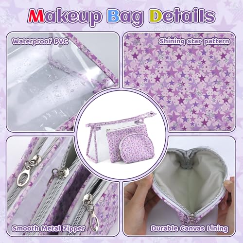 3 Pieces Purple Makeup Bags (3 Count)