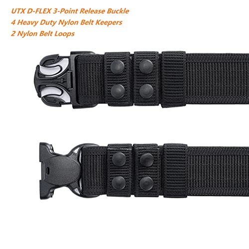 Duty Belt w Hook Lining 4 Keepers Police Law Enforcement Correctional Officer Security Black Nylon Outer Inner Belt XXL