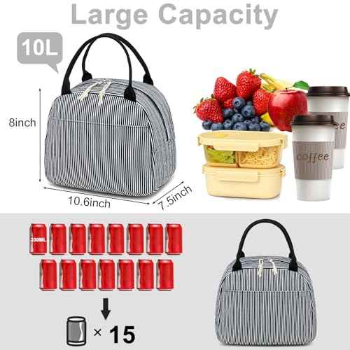 Lunch Bag for Women Men Cute Corduroy Lunch Tote Bags Reusable Insulated Lunch Box Large Capacity Reusable Insulated Cooler for Work Picnic or Travel