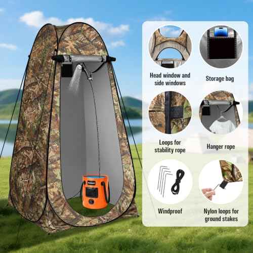 Portable Camping Shower Tent Kit with LED Lights