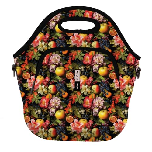 LunchTote Zippered Bag Insulated Neoprene Caddy (Fruitful Harvest / X-Large 6.5 Quart Lunch Tote)