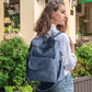 PU Leather Small Backpack Purse for Women Ladies Blue