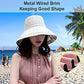 Women Floral Reversible Wide Brim Sun Hats Summer UV Protection Hiking Fishing Hat Wired Edge Beach Garden Lawn Work Cap Chin Strap