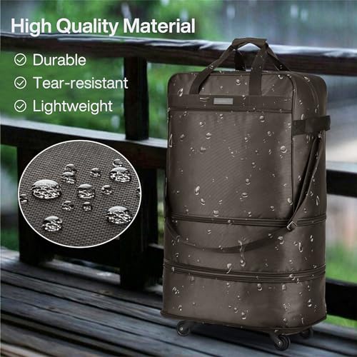 Suitcases with Wheels Expandable Foldable Luggage Bag Suitcase Collapsible Rolling Travel Bag Duffel Bag for Men Women Lightweight Suitcases without Telescoping Handle