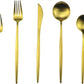 Gugrida 20-Piece 18/10 Stainless Steel Flatware Silverware, Luxury Dinnerware Set Travel Cutlery Tableware Include Knife Fork Spoon Service for 4,Healthy & Eco-Friendly Dishwasher Safe (Gold Matte)