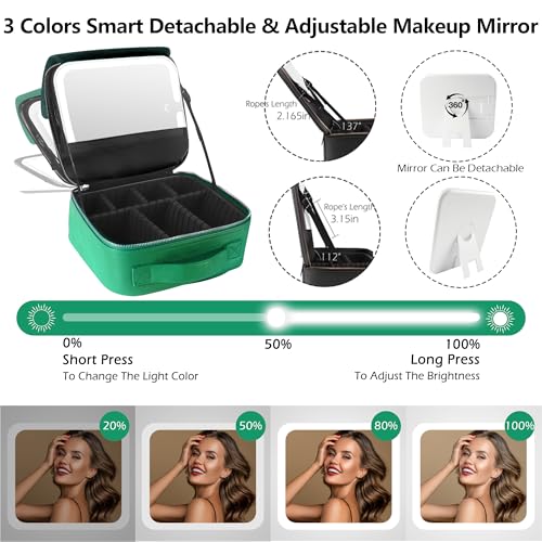Travel Makeup Bag Cosmetic Bag Makeup Organizer Bag with Lighted Mirror