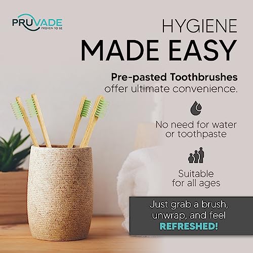 12 Pack Disposable Bamboo Toothbrushes with Toothpaste