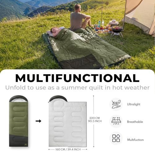 Lightweight Warm Weather Sleeping Bag for Adults