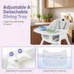 6-in-1 High Chair, Convertible Highchair for Babies and Toddlers/Kids Chair Table Set/Infant Feeding Chair w/Safety Harness, PU Leather Cushion & Removable Food Tray (White)